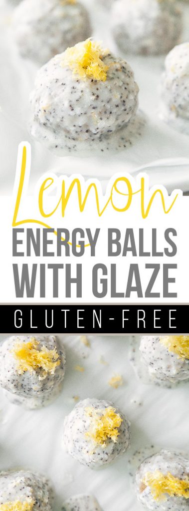 Lemon Energy Balls with Poppy Seed Coconut Glaze