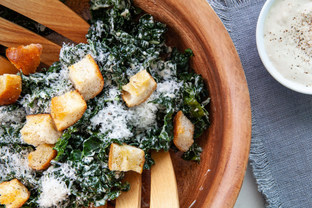 Caesar Tahini Kale Salad