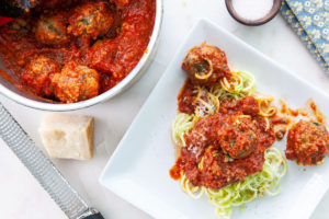 Baked Italian Meatballs with Zoodles