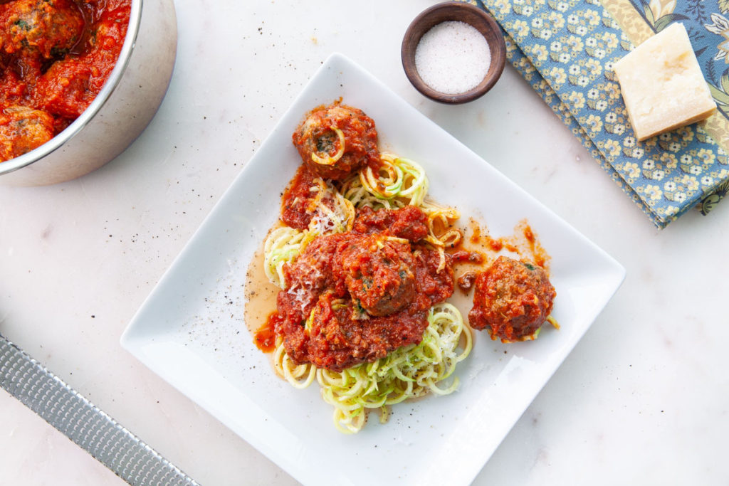 Baked Italian Meatballs with Zoodles