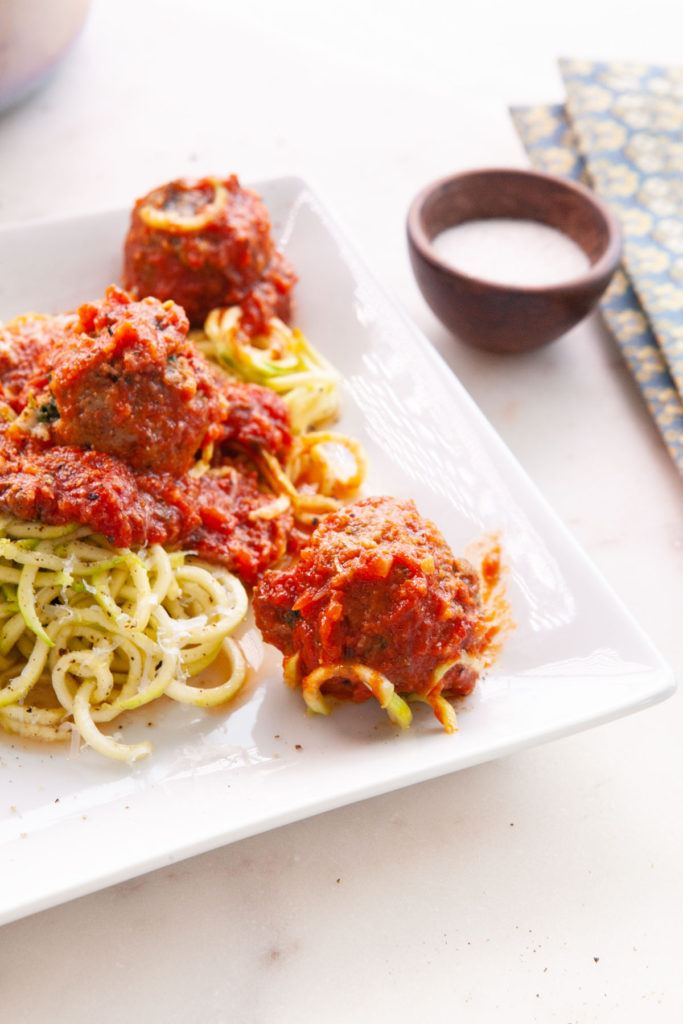 Baked Italian Meatballs with Zoodles