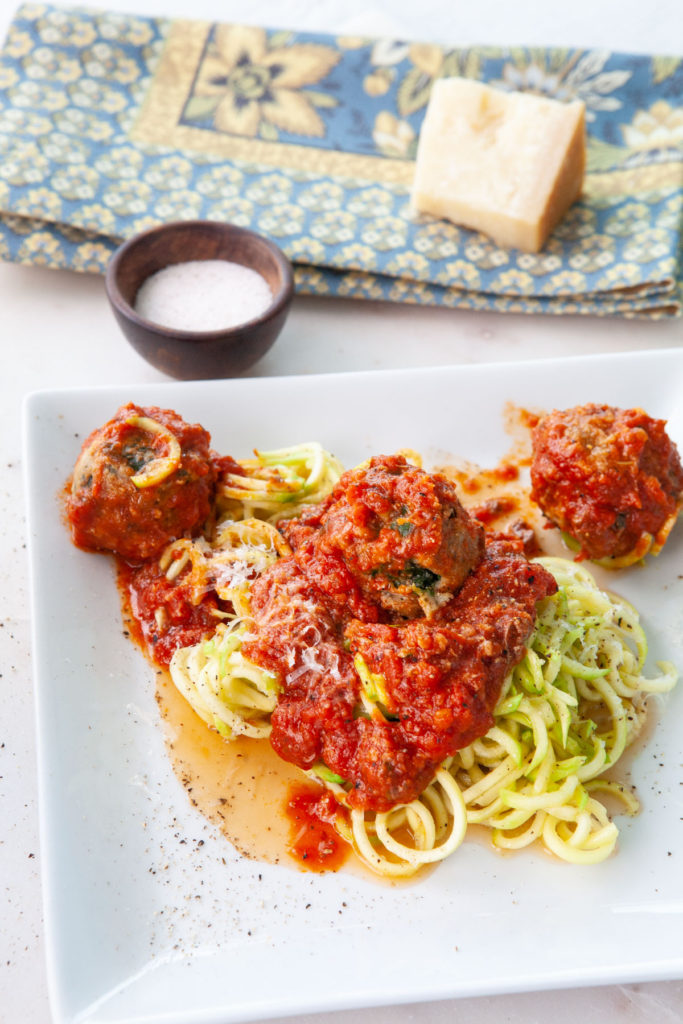 Baked Italian Meatballs with Zoodles