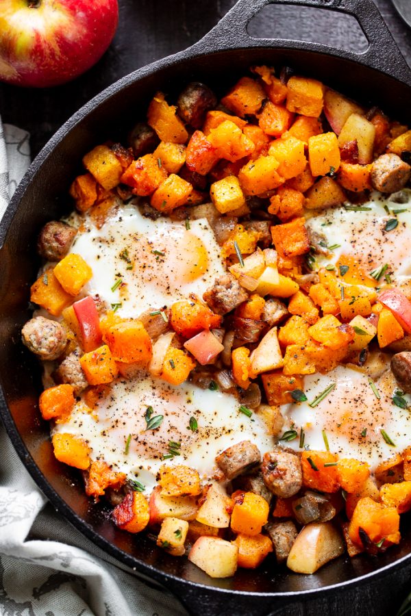 Butternut, Apple, and Chicken Sausage Hash