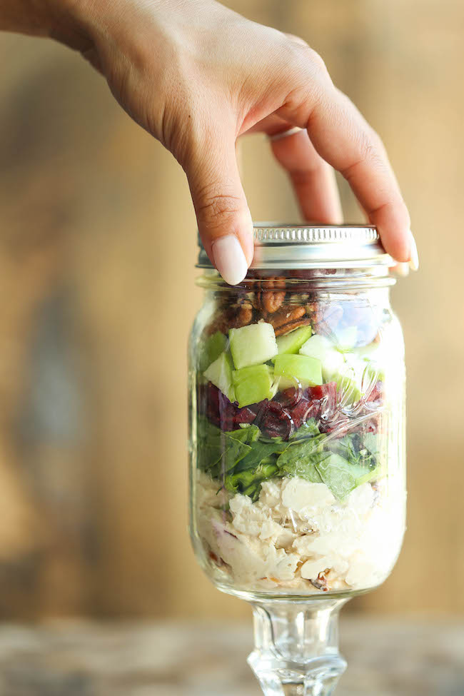 Chicken, Apple And Pecan Salad In A Jar