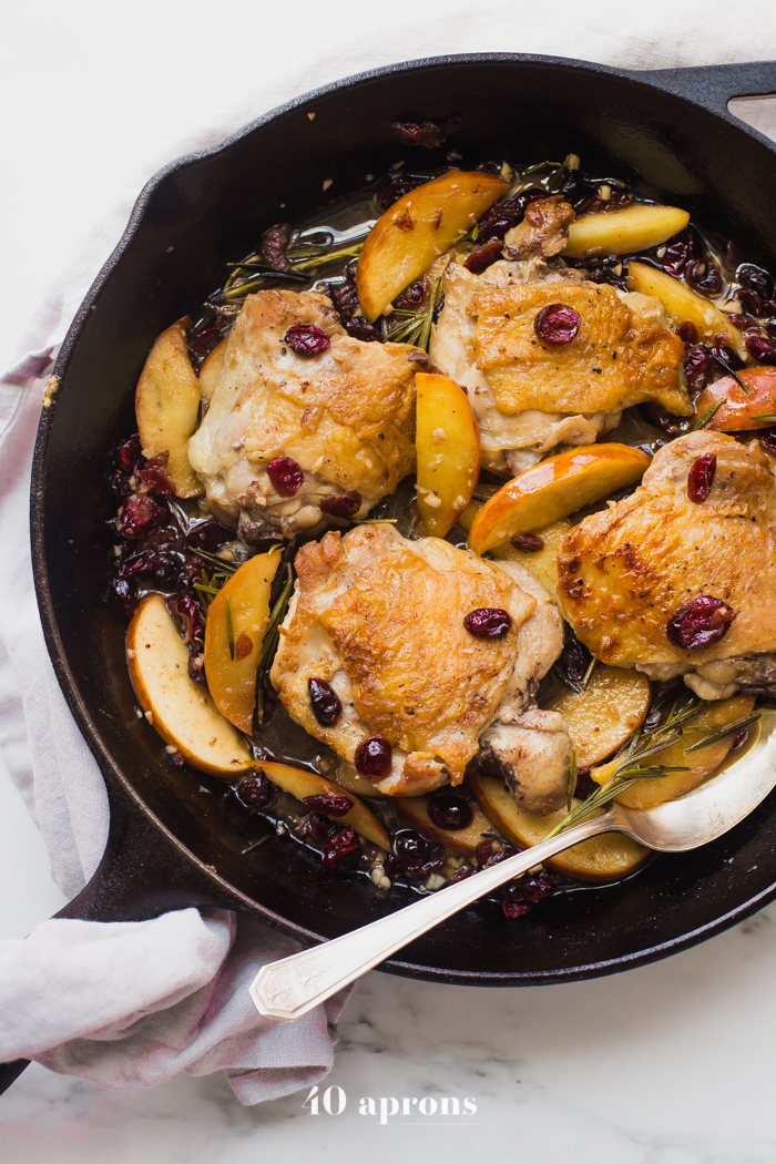 Paleo Cranberry Apple Chicken Thighs with Rosemary