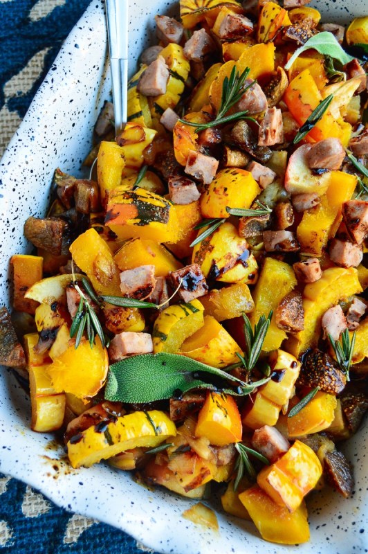 Roasted Apple & Squash Stuffing With Balsamic Drizzle