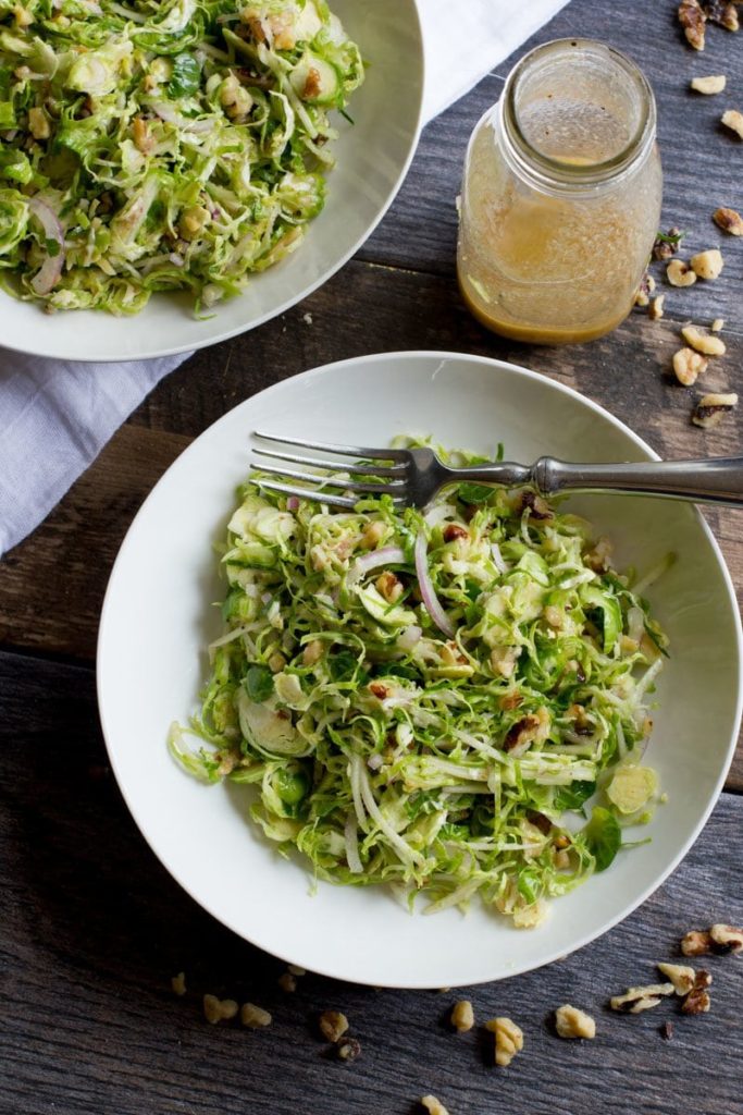 Shaved Brussels Sprout Salad with Apples and Walnuts