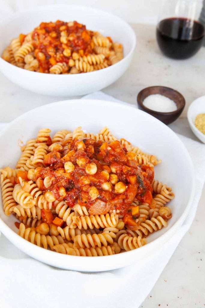 Vegan Pasta with Chickpea & Tomato Sauce