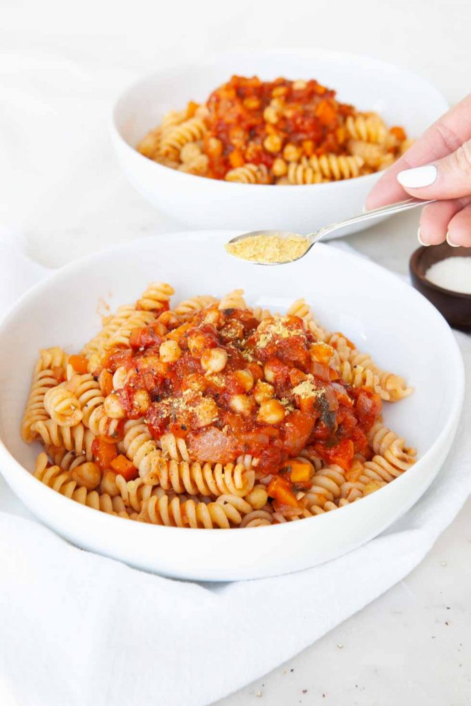 Vegan Pasta with Chickpea & Tomato Sauce