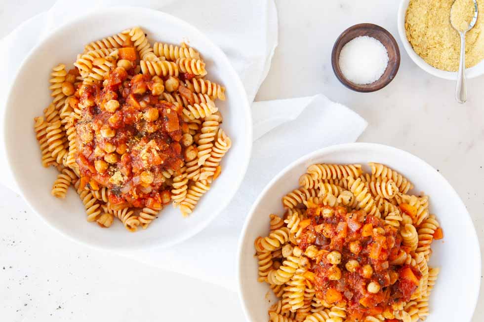 Vegan Pasta with Chickpea & Tomato Sauce