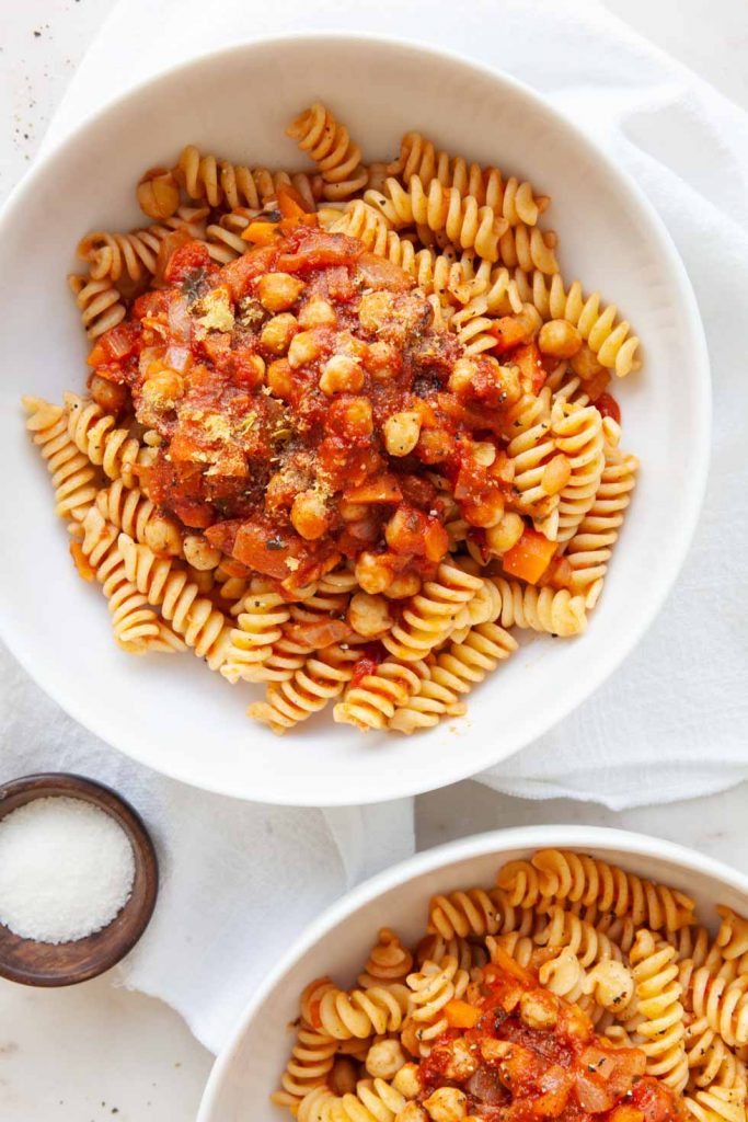 Vegan Pasta with Chickpea & Tomato Sauce