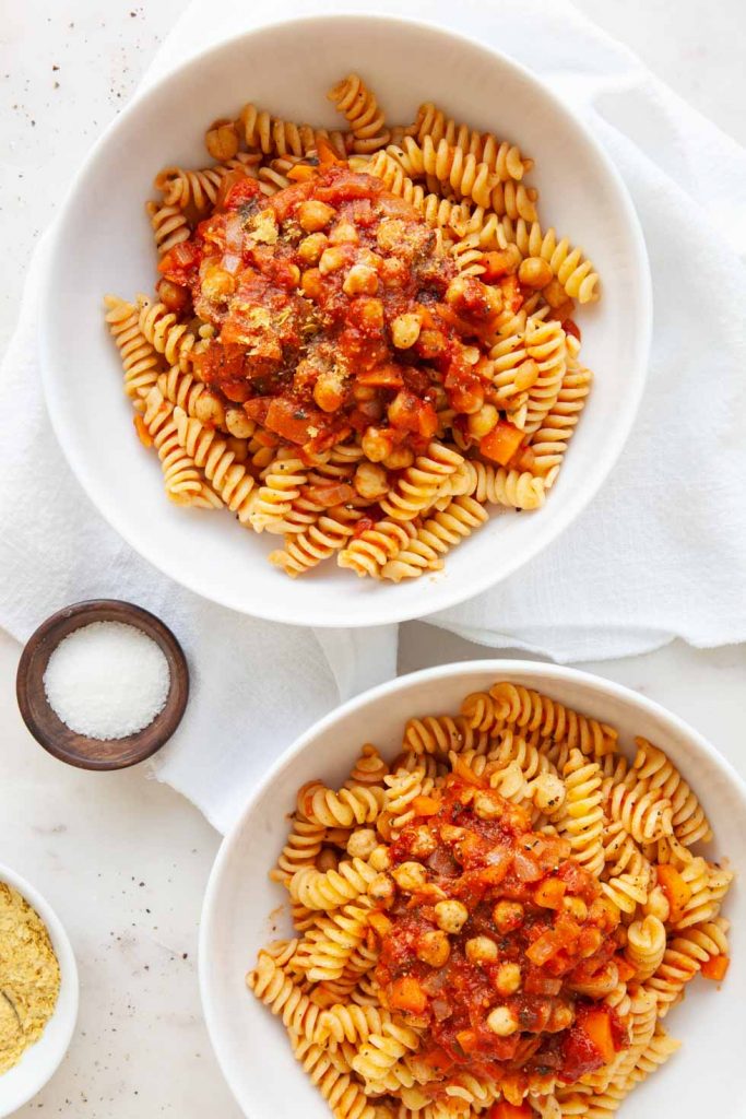 Vegan Pasta with Chickpea & Tomato Sauce