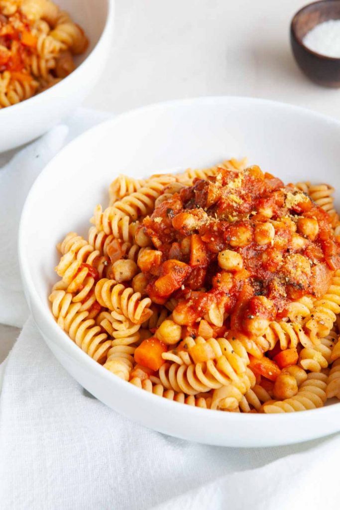 Vegan Pasta with Chickpea & Tomato Sauce