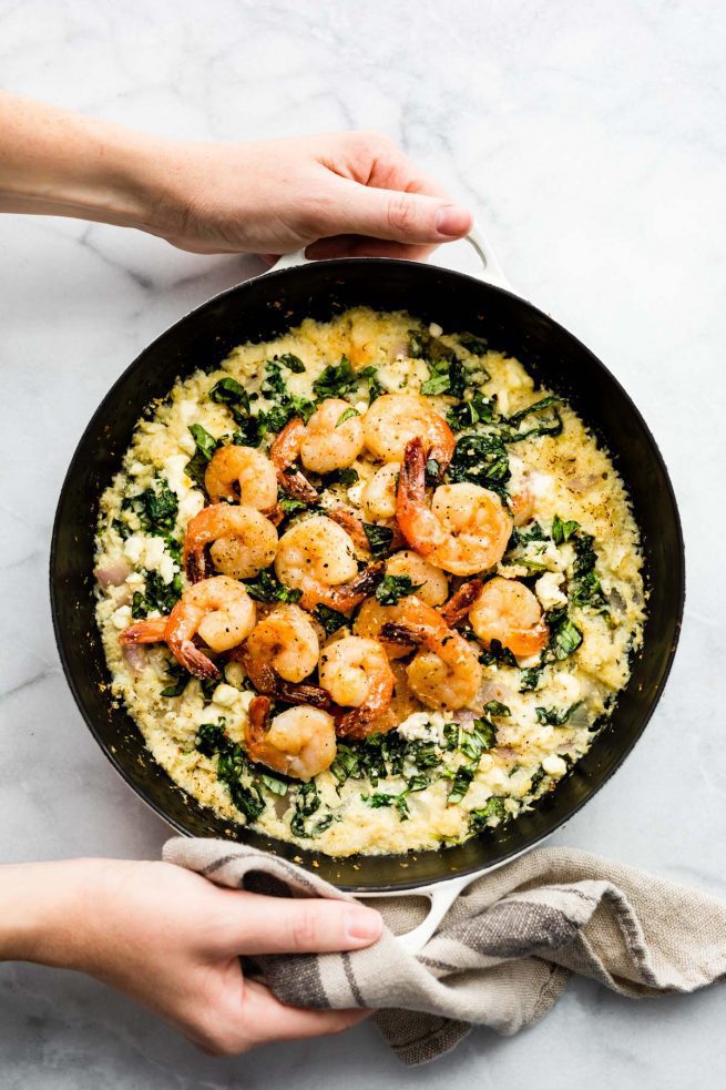 Cauliflower Risotto Shrimp Skillet