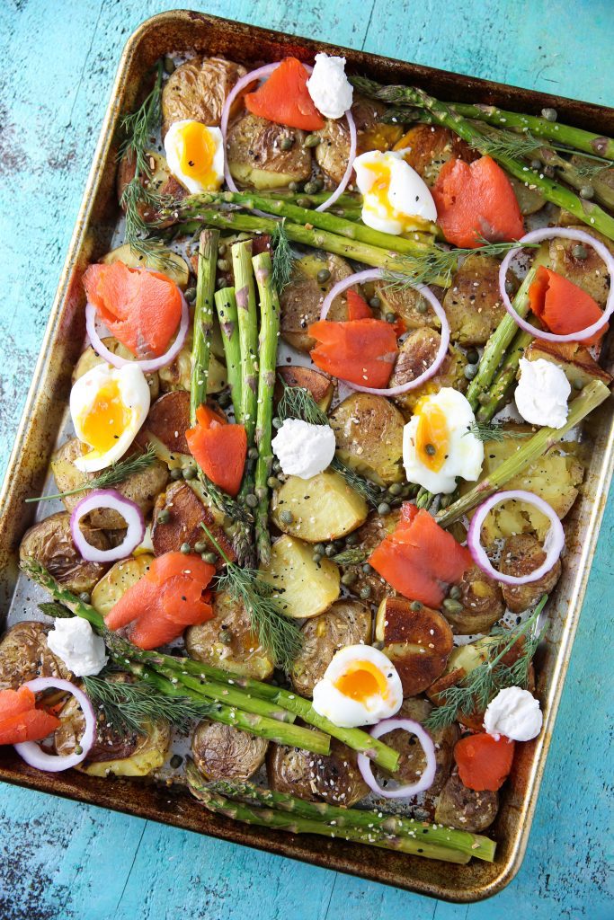 Lox and Cream Cheese Sheet Pan Breakfast