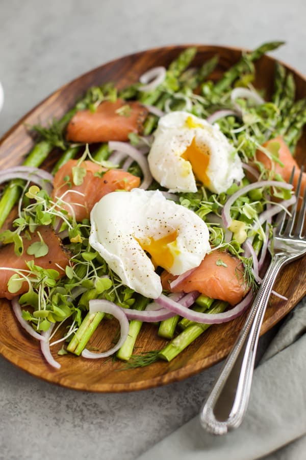 Roasted Asparagus Salad with Poached Eggs