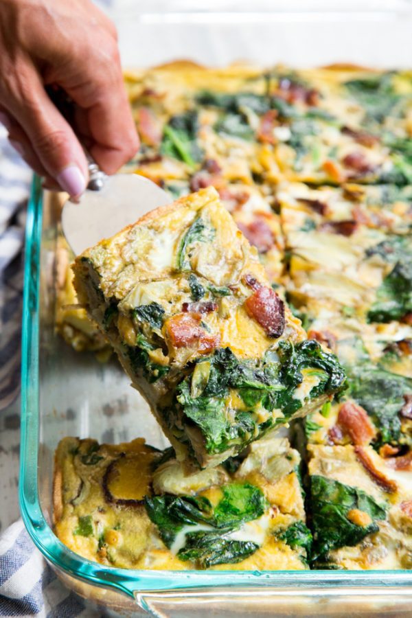 Spinach Artichoke Breakfast Casserole